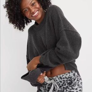 Aerie waffle oversized crew sweater